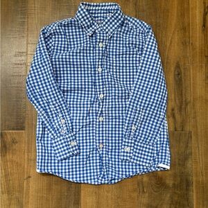 Crewcuts Boys Blue Checkered Button Down Shirt Size 4/5